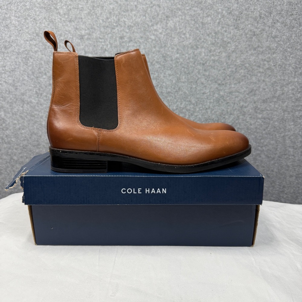 Cole Haan Grand Plus Dress Chelsea Boots Mens 13 British Tan Leather C37859